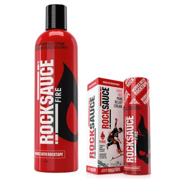 RockSauce Fire Hot Pain Relief Cream by RockTape - 3 Oz Roll-On