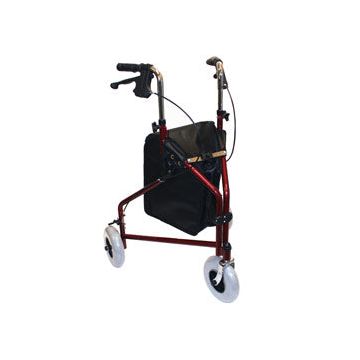 Three-Wheeled Aluminum Rollator with Pouch