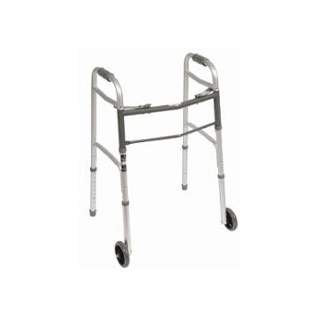 Two-Button Folding Walker 5" Wheels by Roscoe Medical - Case of 4 - Each - Adult Size