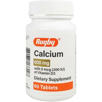 Calcium 600 mg with D3 (200 IU) 60 Tablets Each (1 or 3 Pack) by Rugby - 3 Pack