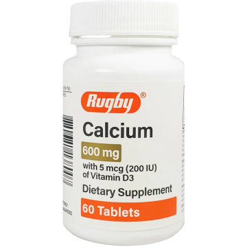Calcium 600 mg with D3 (200 IU) 60 Tablets Each (1 or 3 Pack) by Rugby - 3 Pack