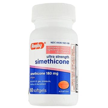 Simethicone, 180 mg 60 softgels each (1, 2 or 3 Pack) by Rugby - 3 Pack