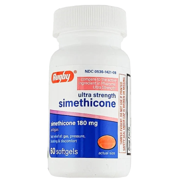 Simethicone, 180 mg 60 softgels each (1, 2 or 3 Pack) by Rugby - 3 Pack
