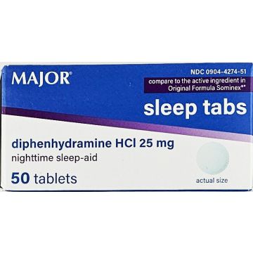 Sleep Tabs 25 mg 50 Tablets Each (1 or 3 Pack) by Major - 3 Pack