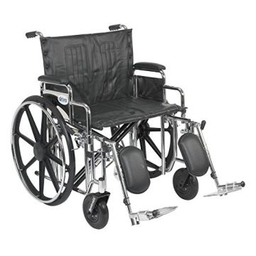 Drive Medical Extra Heavy Duty Wheelchair with Detachable Desk Arms, Elevating Leg Rests - Each - 20 inch Seat