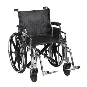 Drive Medical Sentra Extra Heavy Duty Wheelchair, Detachable Desk Arms, Swing away Footrests - Each - 20 inch Seat