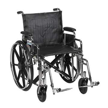 Drive Medical Sentra Extra Heavy Duty Wheelchair, Detachable Desk Arms, Swing away Footrests - Each - 20 inch Seat