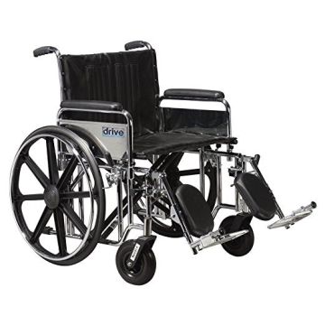 Drive Medical Sentra Extra Heavy Duty Wheelchair, Detachable Full Arms, Elevating Leg Rests - Each - 20 inch Seat