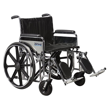 Drive Medical Sentra Extra Heavy Duty Wheelchair, Detachable Full Arms, Elevating Leg Rests - Each - 20 inch Seat