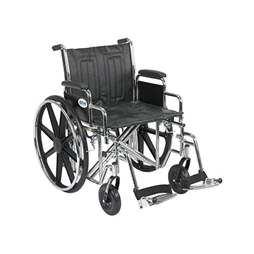 Drive Medical Heavy Duty Wheelchair with Detachable Desk Arms and Swing Away Footrest - Each - 20 inch Seat