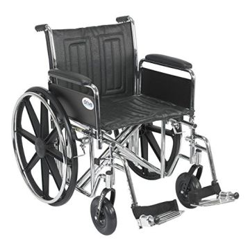 Drive Medical Sentra EC Heavy Duty Wheelchair, Detachable Full Arms, Swing away Footrests - Each - 20 inch Seat