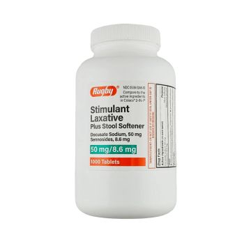 Stimulant Laxative plus Stool Softener 1000 Tablets by Rugby