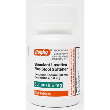 Stimulant Laxative plus Stool Softener 100 Tablets (1 or 3 Pack) by Rugby - 3 Pack