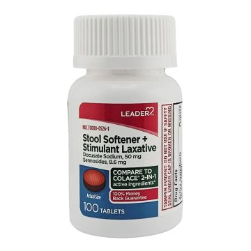 Stool Softener plus Stimulant Laxative 100 Tablets by Leader