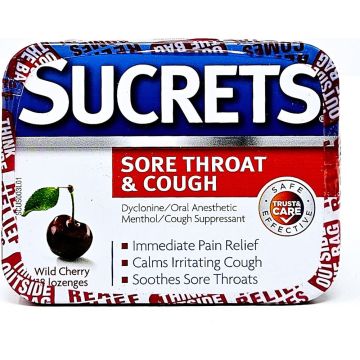 Sucrets Sore Throat & Cough Lozenges (Wild Cherry Flavor) 18 Count