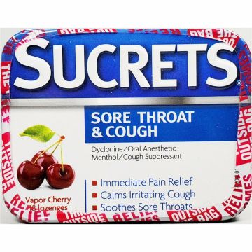 Sucrets Sore Throat & Cough Lozenges (Vapor Cherry Flavor) 18 Count