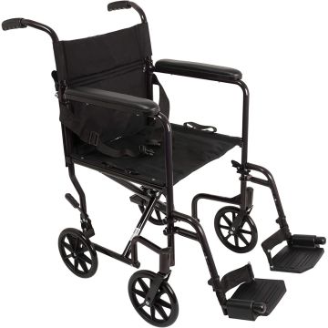 Steel Transport Wheelchair, 19-inch - Black