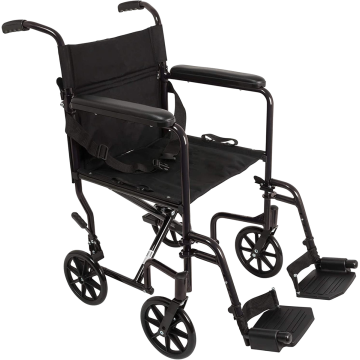 Steel Transport Wheelchair, 19-inch - Black