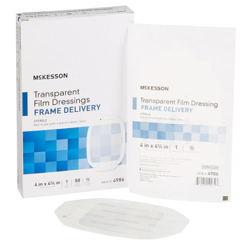 Transparent Film Dressing 4 x 4.75" Wound Care Dressings, Sterile 50/Box