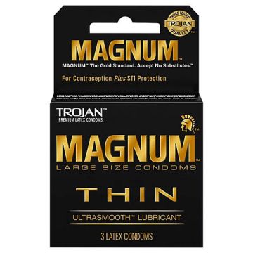 Trojan Magnum Thin Condoms Large Size, Ultrasmooth Lubricant 3-Pack