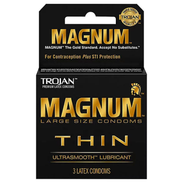 Trojan Magnum Thin Condoms Large Size, Ultrasmooth Lubricant 3-Pack