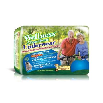Wellness NASA Inspired 8 hour Absorbent Underwear - Medium 19 inch to 30 inch Waist / Package (16 Each)