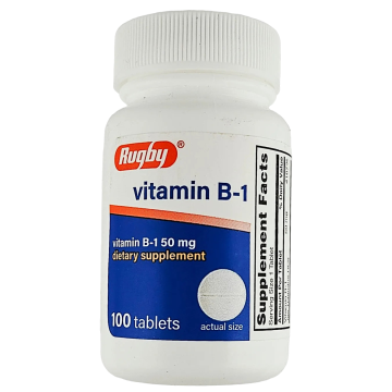 Vitamin B1, 50 mg by Rugby 100 Tablets (1 or 3 Pack) - 1 Pack