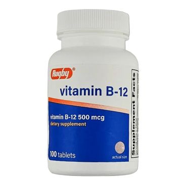 Vitamin B12 500 mcg 100 Tablets by Rugby