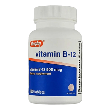 Vitamin B12 500 mcg 100 Tablets by Rugby