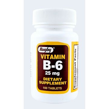 Vitamin B6, 25 mg 100 Tablets by Rugby - 3 Pack
