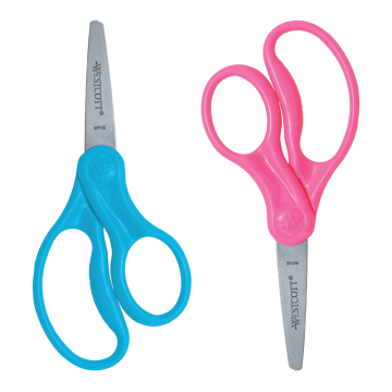 Westcott 5" Hard Handle Kids Scissors 2pk, Pointed (13132) - 1