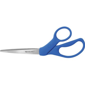 Westcott 8" Bent All Purpose Preferred Stainless Steel Scissors, Blue (43218) - 1