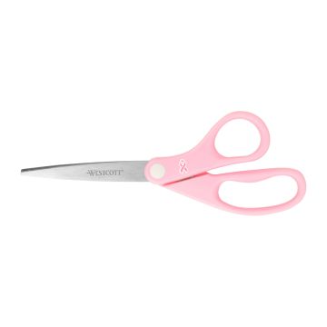 Westcott 8" Pink Ribbon Stainless Steel Scissors (15387) - 1