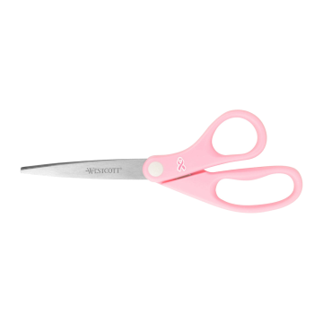 Westcott 8" Pink Ribbon Stainless Steel Scissors (15387) - 1