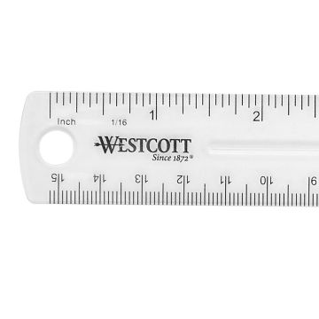 Westcott Shatterproof Plastic Ruler, 6 Inches, Transparent (45016) - 1