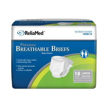 ReliaMed Breathable Brief, Large 45" - 58" - Bag of 18