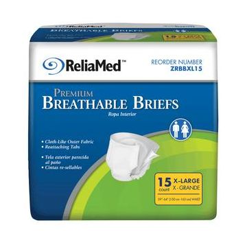 ReliaMed Breathable Brief, X-Large 59" - 64" - Bag of 15