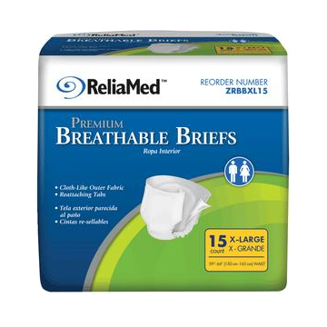 ReliaMed Breathable Brief, X-Large 59" - 64" - Bag of 15